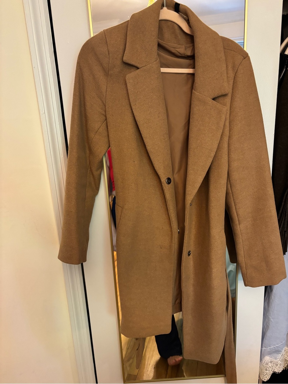 H&M Womens Camel Wool-Blend Long Coat